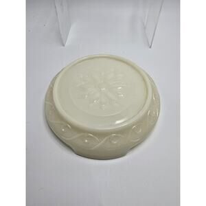 Vintage Anchor Hocking Sandwich Milk Glass Punch Bowl Stand Pedestal Ivory 1950s